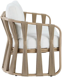 Meridian Furniture 55005Cream-L San Pietro Collection Art Deco Outdoor Patio Loveseat with Rich Natural Finish Aluminum Teak, Water Resilient Olefin Fabric, 60.5" W x 33.5" D x 32" H, Cream
