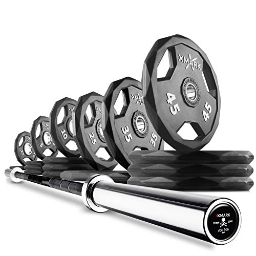 XMark Black Diamond Olympic Weight Plates & Voodoo Bar Combo 365 lb Set