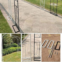 Rose Arch Arbors Durable Metal Trellis Plants Support For Outdoor Garden Pergola Climbing Plants Wedding Arch With Base Black/White, 2.6 x 2.4 x 0.4 M, Friendly32