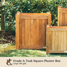 TITAN GREAT OUTDOORS Ash & Ember Grade A Teak Square Planter Box, 6 Cu FT / 48 Gal Fill Capacity, 26x26x28 Naturally Weather-Resistant Planters for Outdoor Plants, Outdoor Patio & Garden Decor