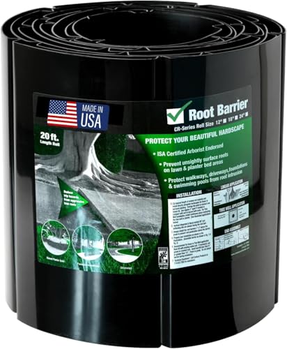 Full Pallet USA Made 1440ft - 12" Tall Premium Tree Root Plant Root Barrier Control Barrier Roll for Landscaping & Root Protection for Roads, Sidewalk, Hardscape (12" in x 20'ft - 72 Rolls 1440ft')
