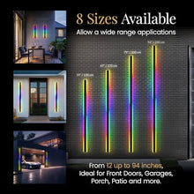 MOD LIGHTING Haylen Wired LED Outdoor Wall Light (2-Pack), 94" Water Resistant RGB Outdoor LED Sconce, Remote Dimming Modern Wall Sconces for Patio, Garage, Black