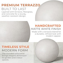 Emissary Terrazzo Gazing Ball 24 in. Matte White Outdoor Garden Sphere