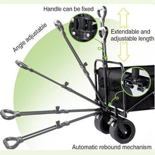 Camping Wagon – Heavy Duty Folding Trolley, 250kg Capacity, Compact Collapsible Cart ，for Shopping, Picnic, Garden, Beach, Fishing & Outdoor Festivals(Black)