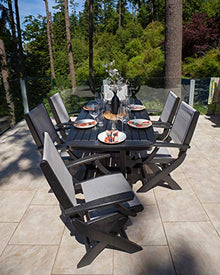 Polywood® Coastal Folding Chair in Slate Grey/Navy Blue Sling
