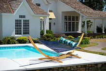Hatteras Hammocks Deluxe Navy Duracord Rope Hammock with Free Extension Chains & Tree Hooks, Handcrafted in The USA, 450 LB Weight Capacity, 13 ft. x 60 in
