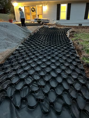 AMHUKIP HDPE Geogrid for Driveways & Erosion Control - 2"/4" Height, Slope Stabilizer, Gravel Grid for Residential & Commercial Use(4x10m (13x33ft) 5cm/2" High)