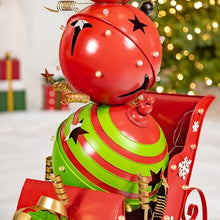 Zaer Ltd. Christmas Sleigh with Giant Jingle Bells, Light-Up Metal Decor, Battery Operated, Red and Green (Large - 59" Tall)