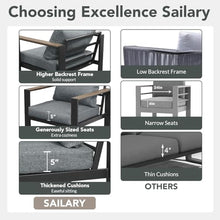 SAILARY Outdoor Patio Furniture Set 4 Seats Luxury Aluminum Patio Conversation Set with Coffee Table, Washable Thick Cushions, Large Sectional Sofa for Porch, Balcony, Deck, Yard, Gray