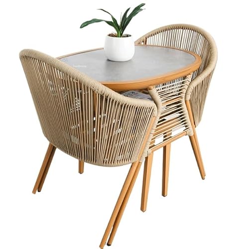 Balcony Table and Chair Set Modern Outdoor Balcony Table And Chair Set Simple Garden Furniture Sets Terrace Leisure Tea Table Rattan Chair Three-piece Set Bistro Table Set ( Color : A-Table And Chair