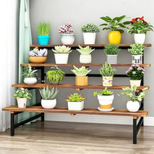 ARTUNV 4 Tier Wooden Plant Stand Rack, Heavy Duty Metal Frame Corner Flower(Size:80cm/31in,Color:Black)