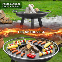 Ember 24" Cooking Fire Pit, Grill Plate and Cover Lid Attachment, Wood Burning for Backyard Grilling Campfire for Camping, Medium Outdoor Steel Firepit by Good Directions