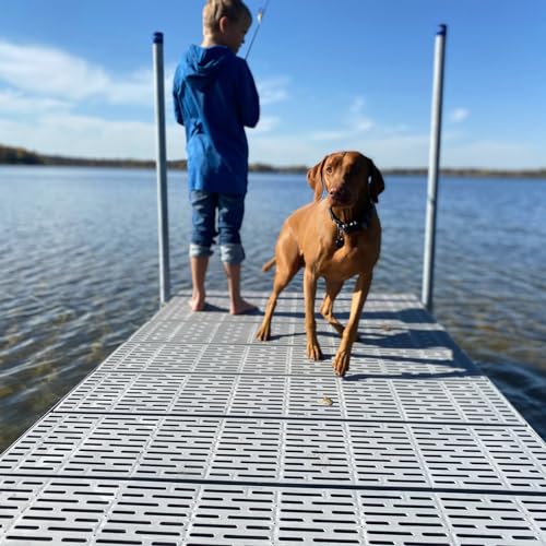 Patriot Docks 16ft Straight Dock with Gray Poly Deck Panels