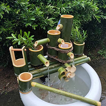 ERoomQ Bamboo Fountain Decor,Garden Water Feature Water Spout with Water Pump,Bamboo Spoon,Water Wheel,Small Bucket,Garden Decoration,Waterfall(100cm)