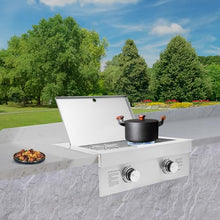 2-Burner Outdoor Gas stove, Stainless Steel Built-in Propane Burner, Propane Cooktop with Cover Plate for BBQ Grill Island, Patio, Backyard Gas)