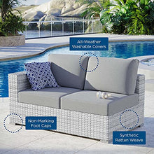 Modway Convene Wicker Rattan Outdoor Patio Left-Arm Loveseat in Light Gray Gray