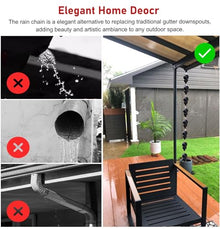 HCZKIUJ Metal Hanging Rain Gutter Chain for Efficient Rainwater Diversion, Durable Downspout Catcher Enhances Garden Drainage (Style1 7.5m (24.6ft))