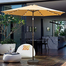 ntumLeap Parasol, Outdoor Solar Umbrella Led Lighted Patio Umbrella Table, with Tilt and Crank, for Garden, Deck, Backyard, Pool and Beach,Khaki-3m×3m