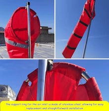 2 Pack Garden Wind Sock and Pole for Outside, 59 in Airport Wind Measurement Bag, Reflective Winds Direction Flags with Stainless Steel Bracket