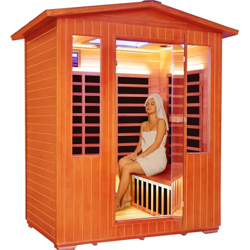 OUTEXER Outdoor 4 Person Sauna Far Infrared Saunas 2600W 240V Dry Spa Room