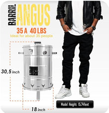 JBarrel Smoker Angus Stainless Steel Vertical Charcoal Smoker, Medium