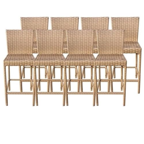 TK Classics TKC Laguna Outdoor Wicker Bar Stools Set of 8 Brown
