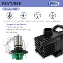 Monsoon 8000 GPH Hybrid Pond Pump 540 Watts 30 ft Cord