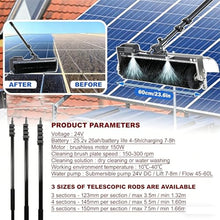 NYTFHMS Cordless Electric Solar Panel Cleaning Brush, 360° Automatic Rotating Roller Brush with 25.2V 26A Motor, 60Cm Head for Exterior Window Pool Cleaning,Plugin?-3.5m11FT