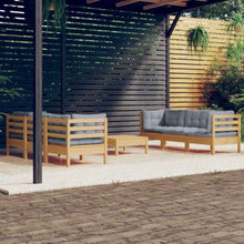 GFMGUEMV 7 Piece Modular Patio Lounge Set Pinewood Gray Cushions