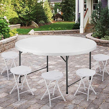 MoNiBloom 5.5Ft 5-Piece Set Folding Plastic Table Heavy Duty Plastic Fold in Half Commercial Banquet Even Indoor Outdoor Table with Handle