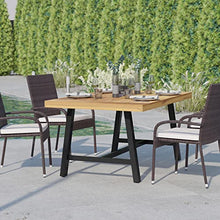 Flash Furniture Commercial Indoor/Outdoor Dining Table, Natural/Black