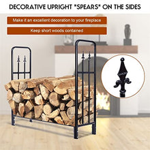 DJVHSRI Firewood Rack Outdoor Heavy Duty Steel Frame Firewood Log Rack Home Wood Fire Wood Organizers and Storage Indoor Fireplace Accessories Black Log Rack,