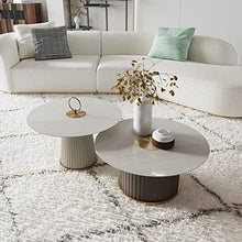 DIEYPOL Coffee Table Coffee Table Living Room Home Round Size Simple Coffee Table Living Room Rock Board Combination Furniture Mesa para Centro De Sala(A)