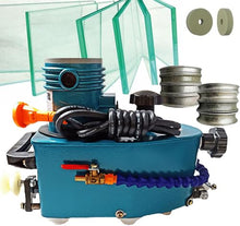 ZHLINGQ Small Glass Edging Machine, 850W Electric Portable Glass Edger Straight Round Bevel Edge Trimmer Grinder, Polish Edger, Glass Edge Polishing Machine for Glass Beveling & Polishing Blue