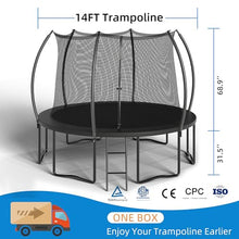ALTLER 14FT Outdoor Trampoline with Enclosure Net Black