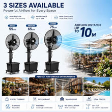 JCSRYD 11Gal/42L Pedestal Fan with Water Mist Spray, Portable Misting Fan with Automatic Refill, 3-Speed Oscillating Cooling Fans for Patio, Restaurant, Outdoor Use