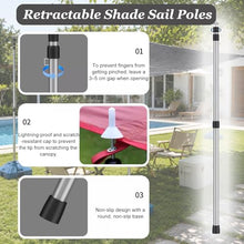 QHZYMX Canopy Support Poles L 230 300 400 500 Cm Shade Sail Poles, 2-Pack Heavy-Duty Ground-Mounted Sun Poles for Courtyards/Backyards/Deck, Retractable Support Rod with Base(66lbs/30kg,400cm/13.1')