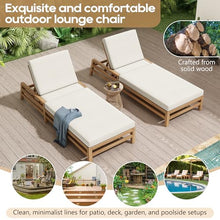 Merax Patio Chaise Lounge Chair Set of 4, Adjustable Lounge Chair Outdoor with 5 Positions, Acacia Wood Patio Lounge Chair with Thick Cushions for Pool Deck Balcony Garden, All-Weather, Light Teak