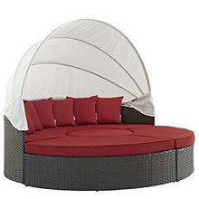 Modern Contemporary Outdoor Patio Balcony Lounge Daybed Sofa Bed, Rattan Wicker, Red