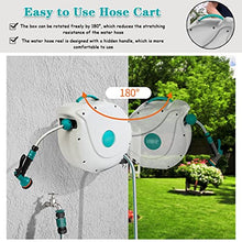 Hose Reel Cart Hose Reels for Outside Automatic Telescopic Hose Cart, Garden Hose Storage Artifact, Wall-Mounted Hose Reel, 180° Rotation (Color : Gary, Size : Hose Reel+30m Pipe)