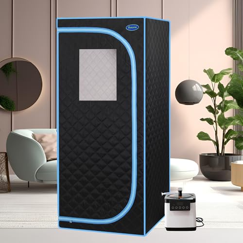 Kaimei Large Portable Steam Sauna Tent | Full Body Relax & Detox | Easy Assembly | Home Spa with Stainless Steel Frame & Remote | Black