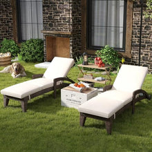 DAYARUS Chaise Lounge Chairs Set of 6, Upholstered 5-Positions Adjustable Pool Loungers, 80" Long Wicker Outdoor Lounge Chairs, Patio Chaise Lounges with Wheels for Sunbathing/Deck/Yard, Khaki