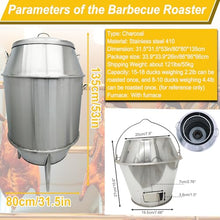 HayWHNKN Charcoal Roast Duck Oven Commercial BBQ Roaster Double-Layer Stainless Steel Grill with Temperature Display, Hooks, Tail Pins for Peking Duck & Turkey Roasting in Restaurants/Home/Outdoor