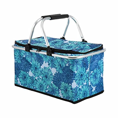 FMOPQ Large Capacity Lunch Basket Collapsible Insulated Picnic Bag Folding Basket Camping Bag (Color : B) (A)
