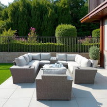 Hassyee Fully Assembled Wicker Conversation Set with Grey Cushions and Metal Frame for Poolside, Lawn, Outdoor Furniture Set with Side Table and Cup Holders for Backyard, Balcony