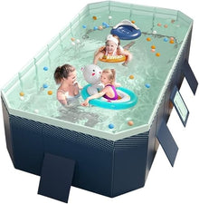 YUEWO Foldable PVC Swimming Pool Hard Plastic Shell Portable Swimming Pool for Adults Blow Up Pool for Family Garden Backyard (2.6m/102in)