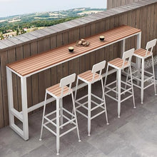 Modern Outdoor Rectangular Trestle Bar Table, 78.7l X 15.7w X 41.3h, Waterproof Wooden Narrow Pub Patio Table for Railings, Counter Height Balcony Bar Table, Black White 94.5 “L x 15.7 ‘W x 41.3 ’H