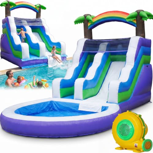 WELANDFUN 24.6ft PVC Commercial Inflatable Water Slide for Big Kids Adults