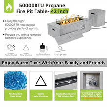 42" Outdoor Propane Fire Pit Table Rectangle Gas Firepit for Outside Patio