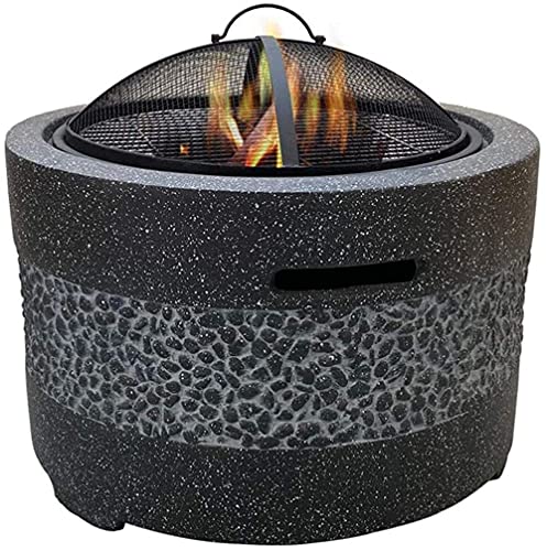Large Fire Pit Fire Bowl with Grill Gray Cast Iron Brazier Heater Multifunctional Camping Bowl BBQ for Backyard,Camping,Picnic,Bonfire,Garden (Black) (Black) (Black)